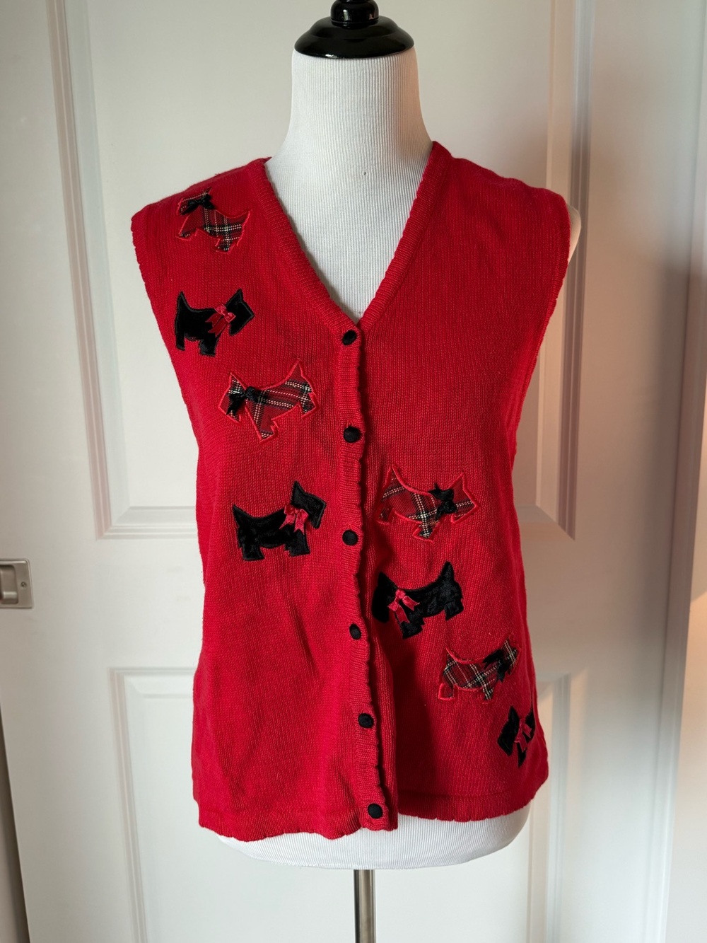 Vintage Marisa Christina Scottie Dog Christmas Sweater Vest Large